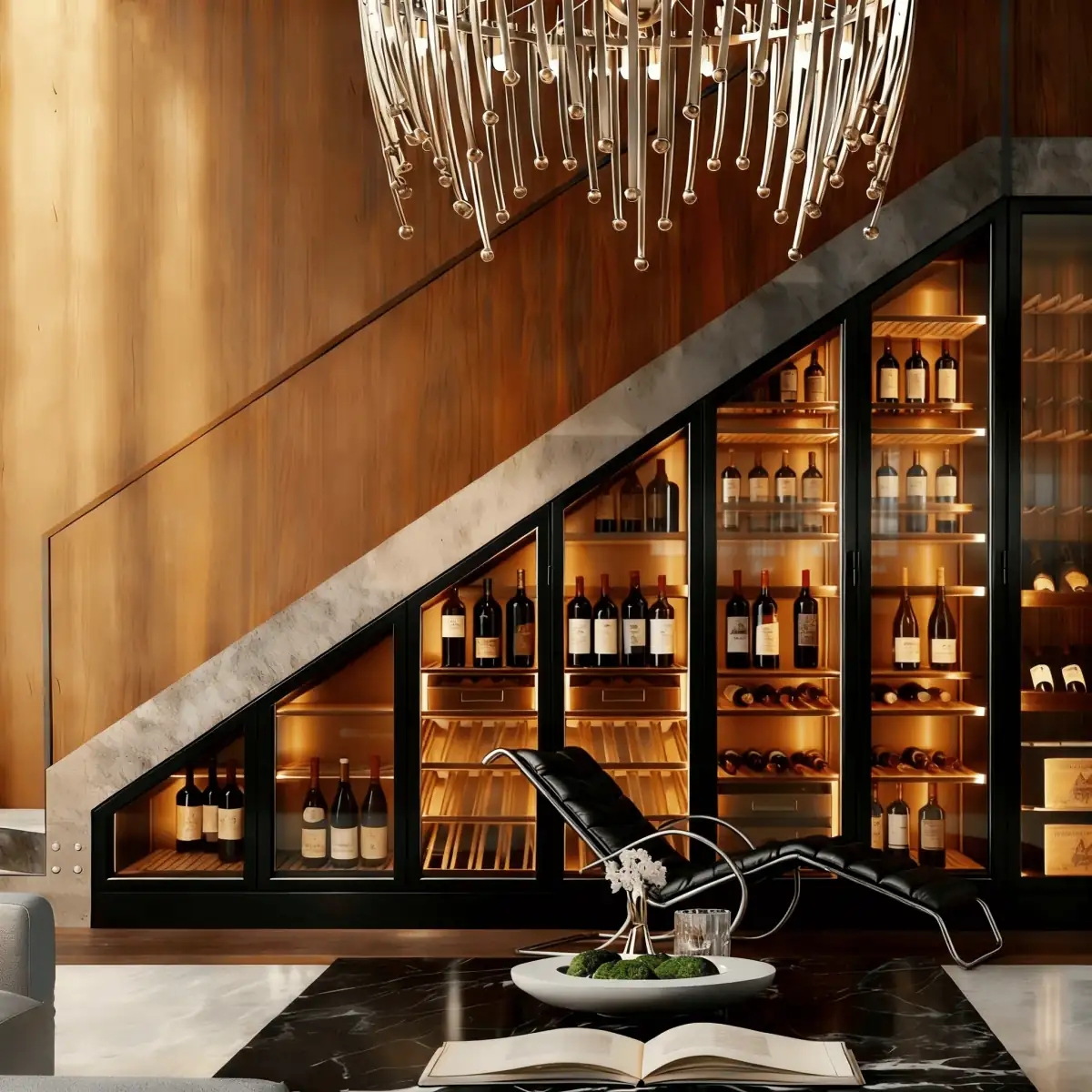 Custom Curved Stainless Steel Wine Cellar Cabinet with Single-Zone Cooling