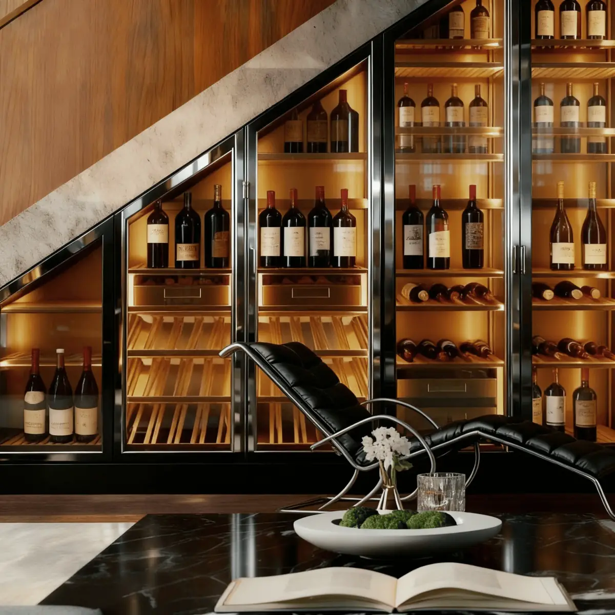 Custom Curved Stainless Steel Wine Cellar Cabinet, Single-Zone Compressor Cooling 3