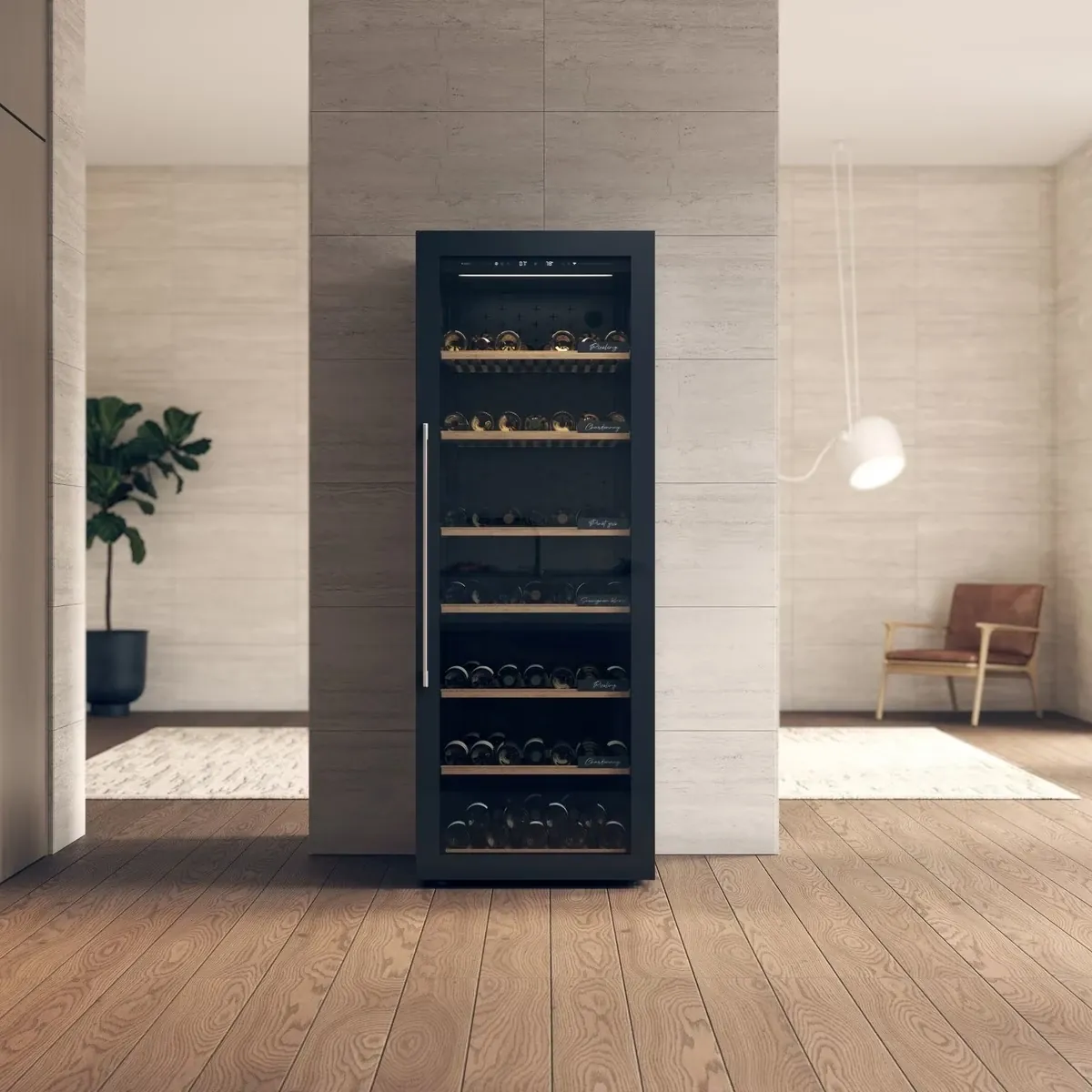 Custom Single-Zone Stainless Steel Wine Display Cabinet with Insulated Glass Door