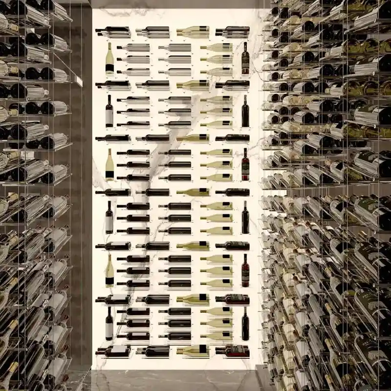 Custom Transparent Glass Wine Display Cabinet and Stainless Steel Rack 3
