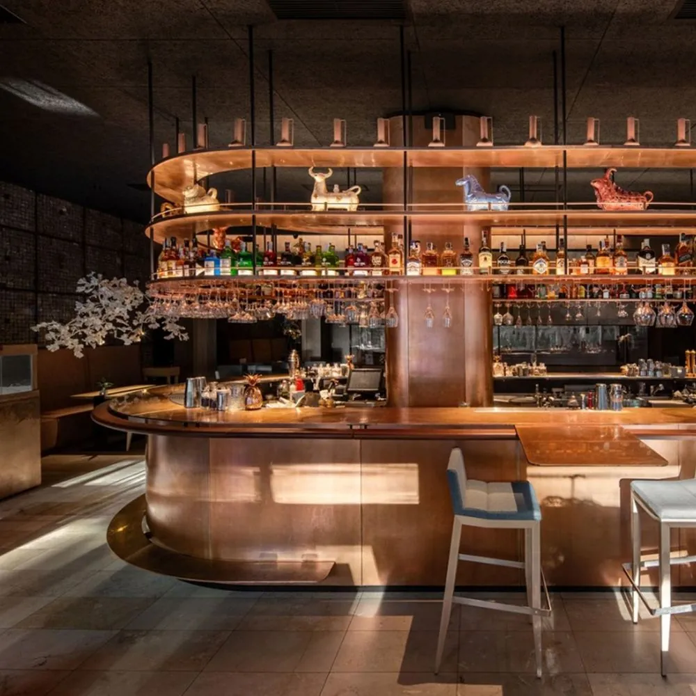Steel L-Shape Bar Table with Metal or Stone Top for Home Bar project detail