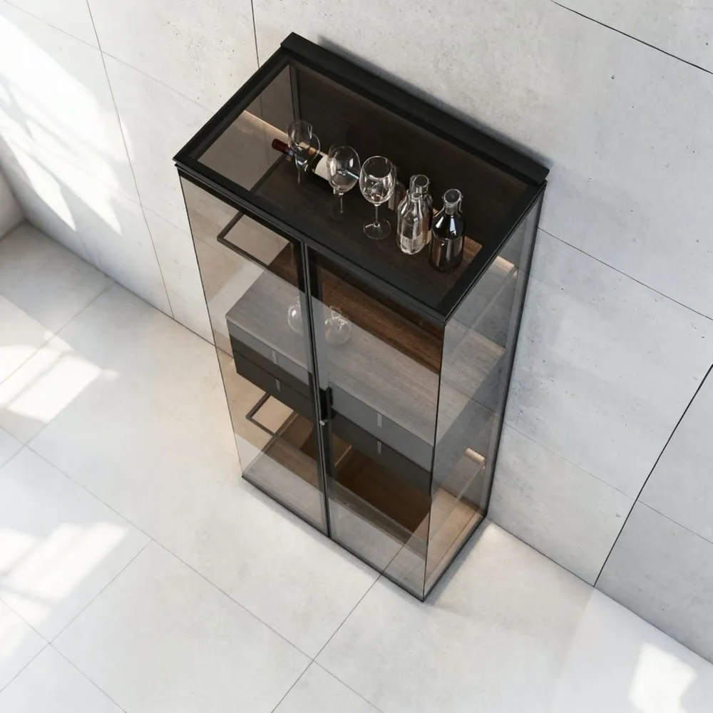 Aluminum Glass Display Case LED Light, Airplane Wing Cabinet Drawers 4
