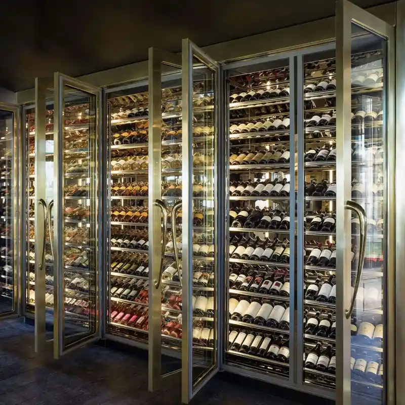 Bar Cabinet with Glass Door, Modern Stainless Steel Wine Display 3