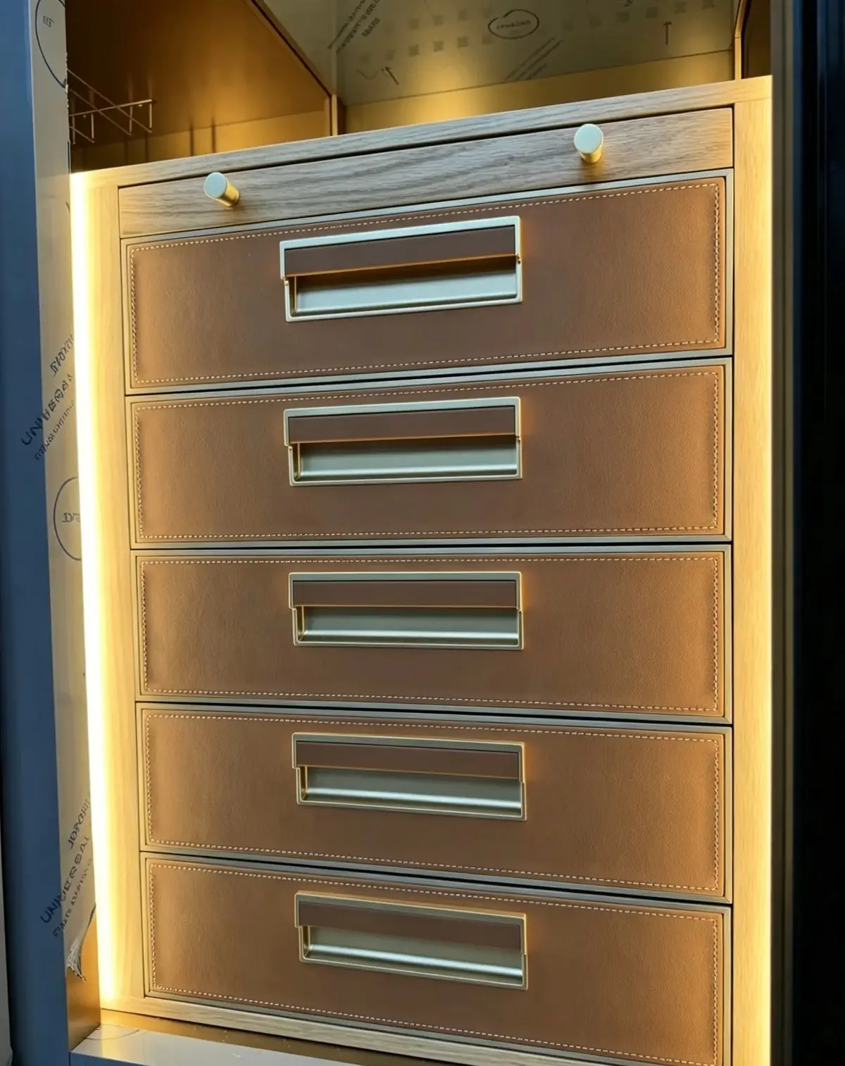 Illuminated Twin-Bay Bespoke Wine Cabinet, Glass Door Display