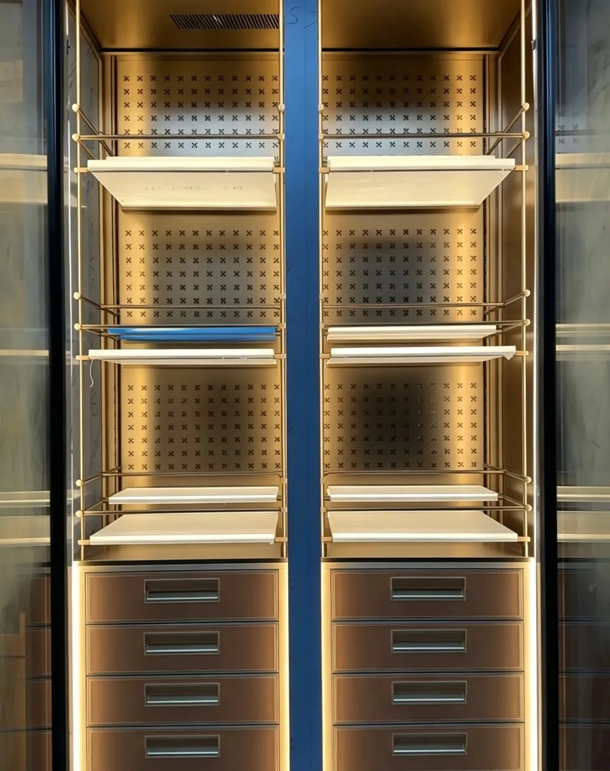 Illuminated Twin-Bay Bespoke Wine Cabinet, Glass Door Display 3