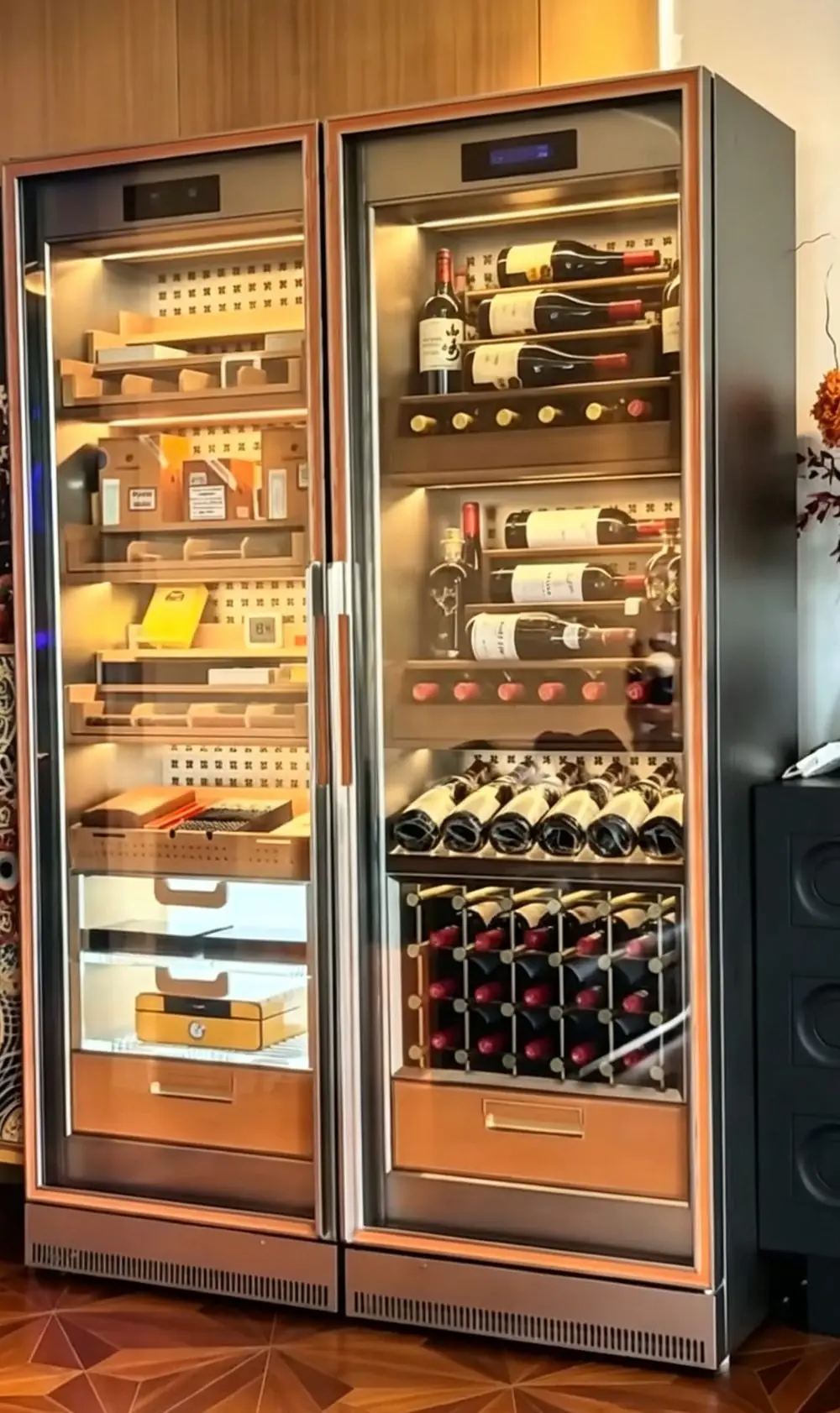 RM-009 paired wine refrigerator cabinets in interior