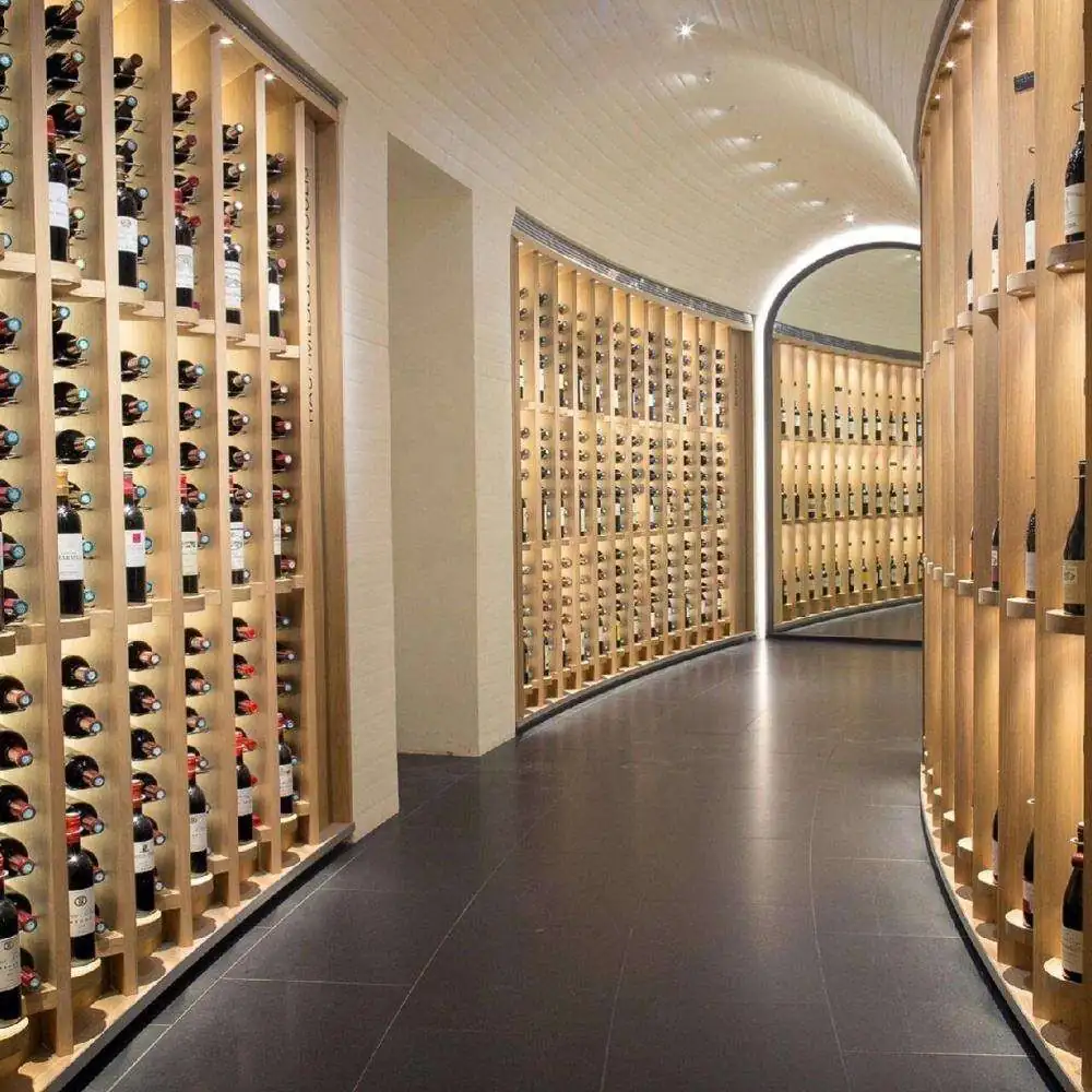Stainless Steel Wine Cellar 200 Bottles, Solid Wood with Cooling