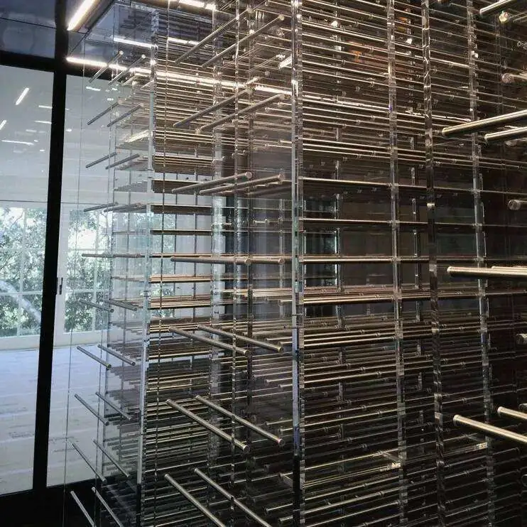 RM-005 The product record identifies a 120-bottle F-88 compact stainless steel wine cellar. The gallery shows a compact glass-front cabinet with repeated horizontal bottle shelves and linear interior lighting.
