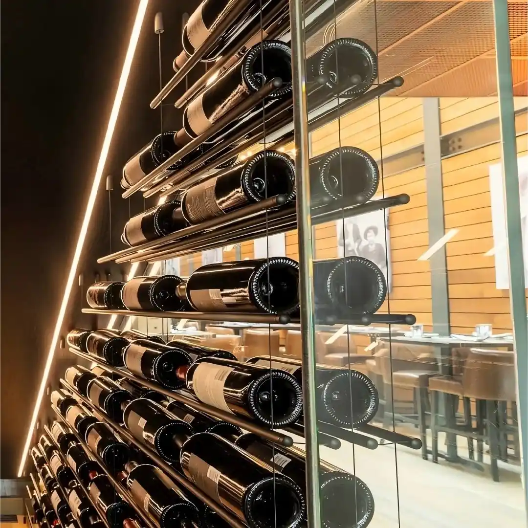 Staircase Glass Wine Cellar 1000L, Walk-In Dual-Zone Display Case 2