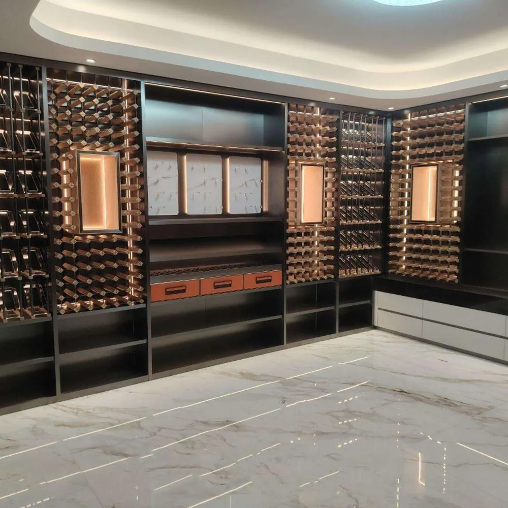 RM-006 hybrid stainless steel and solid wood wine cellar