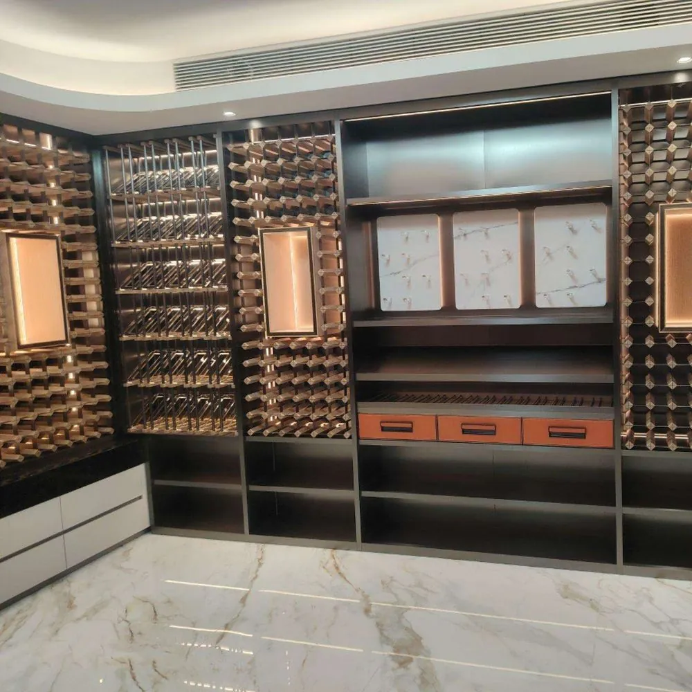 Stainless Steel Wine Cellar 120 Bottles, Solid Wood with Cooling 3