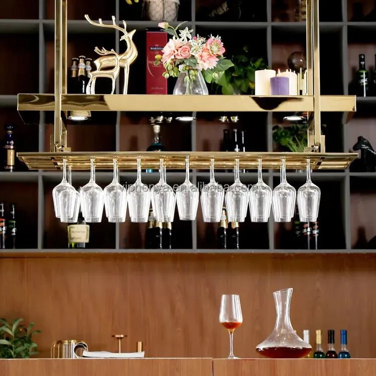 Cabinet Insert Wine Rack with Hanging Glass, Solid Wood Steel project detail