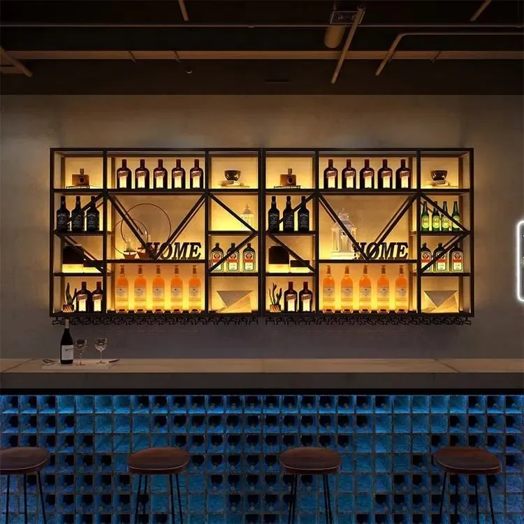 Cabinet Insert Wine Rack with Hanging Glass, Solid Wood Steel 3