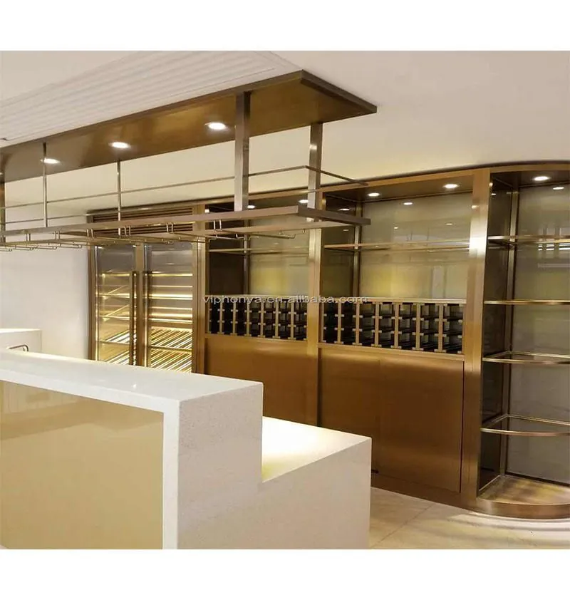 Cabinet Insert Wine Rack with Hanging Glass, Solid Wood Steel 4