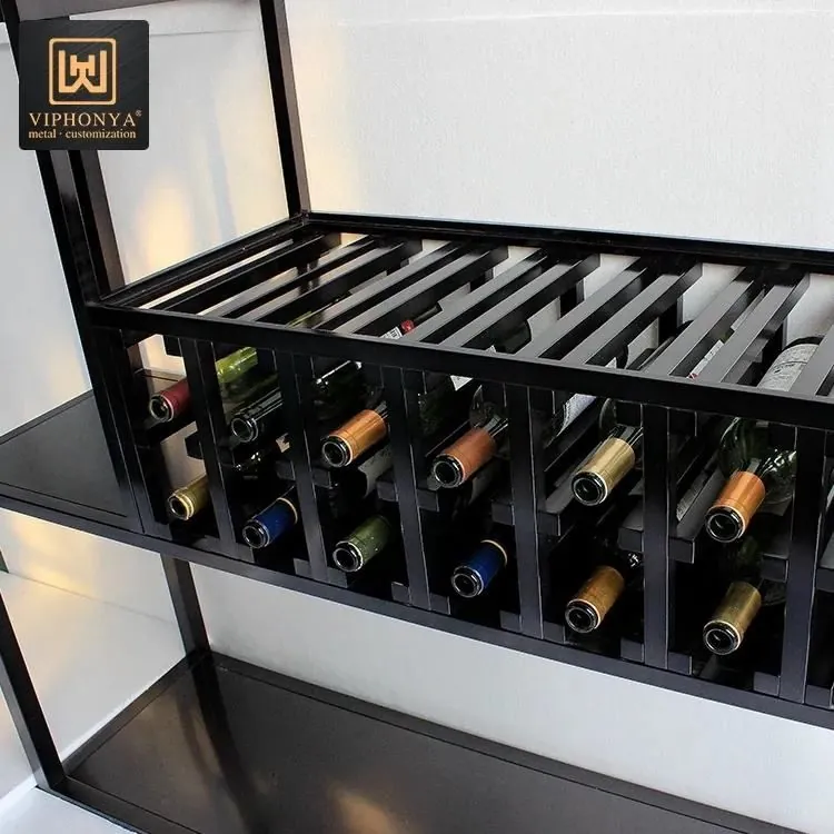 Cabinet Insert Wine Rack with Hanging Glass, Solid Wood Steel 5