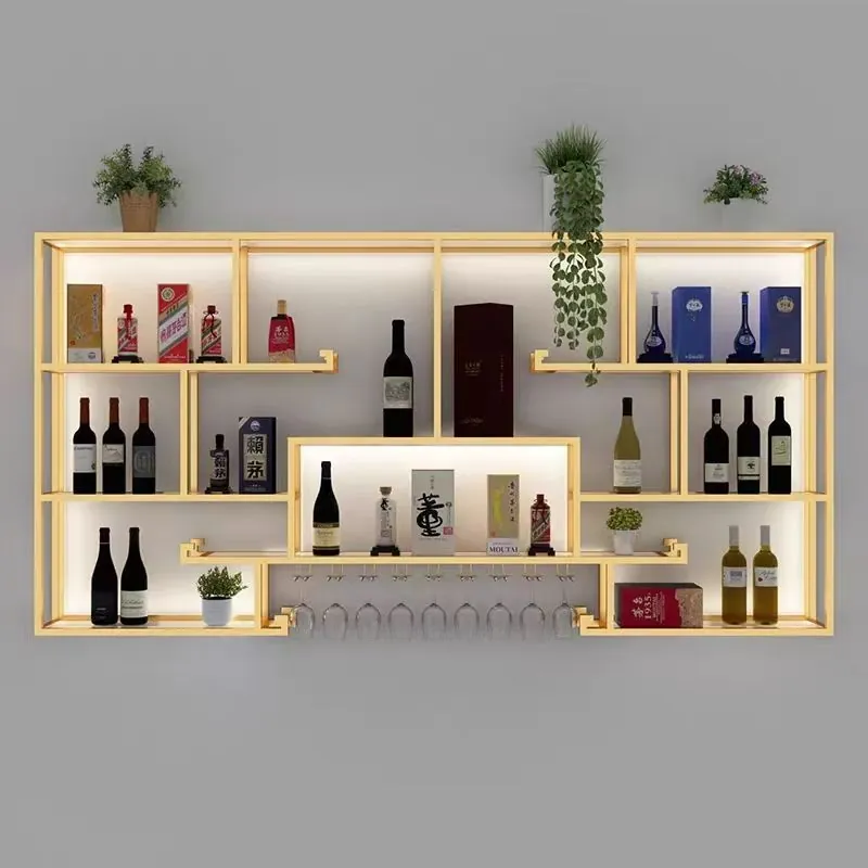 Wall Mounted Wine Rack 304 Stainless Steel, LED Light Night Club Bar project detail