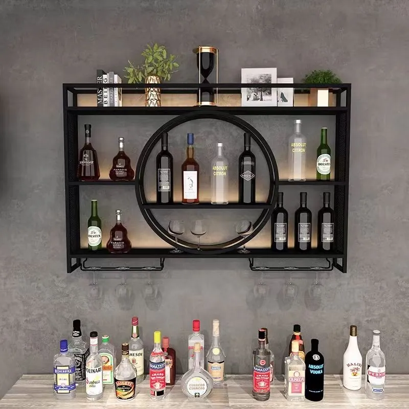 Wall Mounted Wine Rack 304 Stainless Steel, LED Light Night Club Bar 4